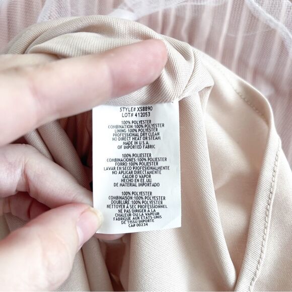 Xscape Blush Pink Lace Dress Pleated Fit and Flare Semi-Formal Party Women 's 10 - Picture 7 of 14